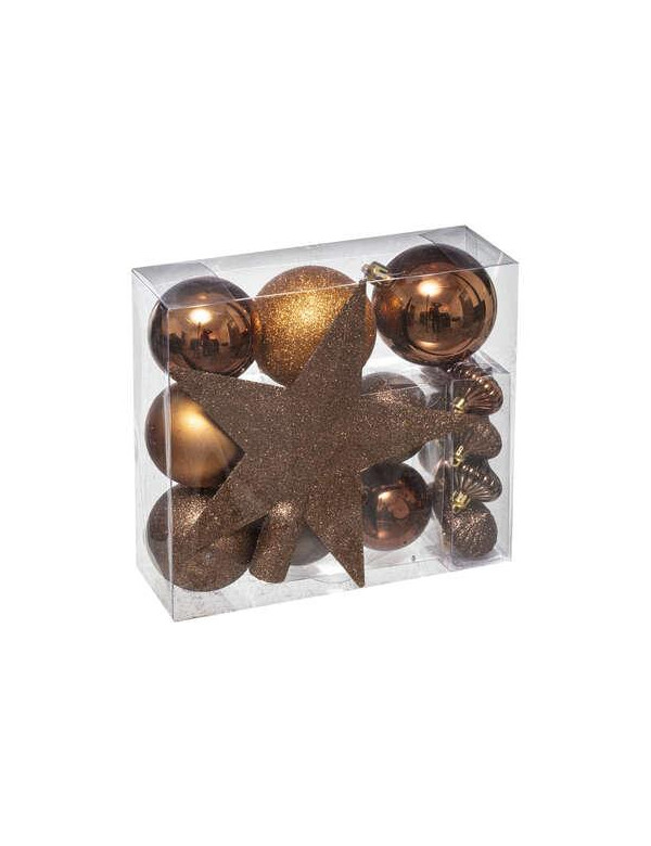 Décoration de sapin boules + cimier bronze