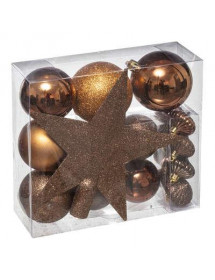 Décoration de sapin boules + cimier bronze