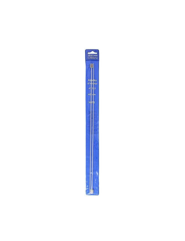 Lot de 2 aiguilles à tricoter n°2.5 (2,5 mm) – 40 cm de long