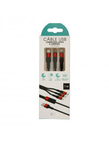 CABLE CHARGE NYLON 3 EN 1