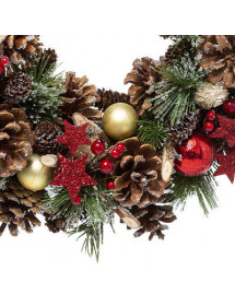Couronne de Noël Houx et pommes de pin