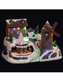 Village de Noël lumineux et Musical Moulin à vent
