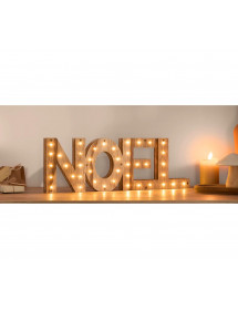 Mot Noël en bois lumineux à LED