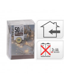 Guirlande lumineuse 50 led blanc chaud à piles